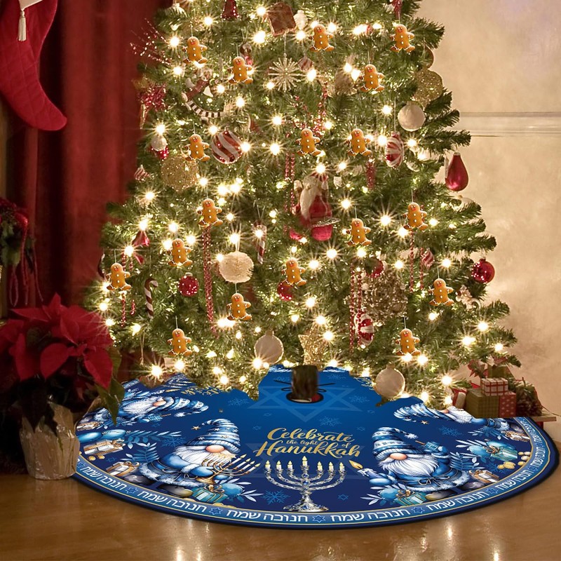 Hanukkah Tree Skirt 48'' Chanukah Tree Collar Blue Star of