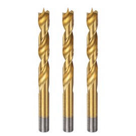 sourcing map 3pcs Brad Point Drill Bit 12.5mm(31/64") Dia Straight Round Shank Drill Metric Brad Point Spiral Twist Drill Bits for Carpenter Woodworking Plastic Rubber, Golden