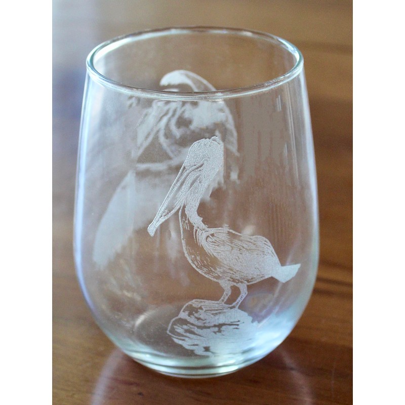 HullSpeed Designs Pelican Engraved Stemless Wine Glasses (Set of 2)