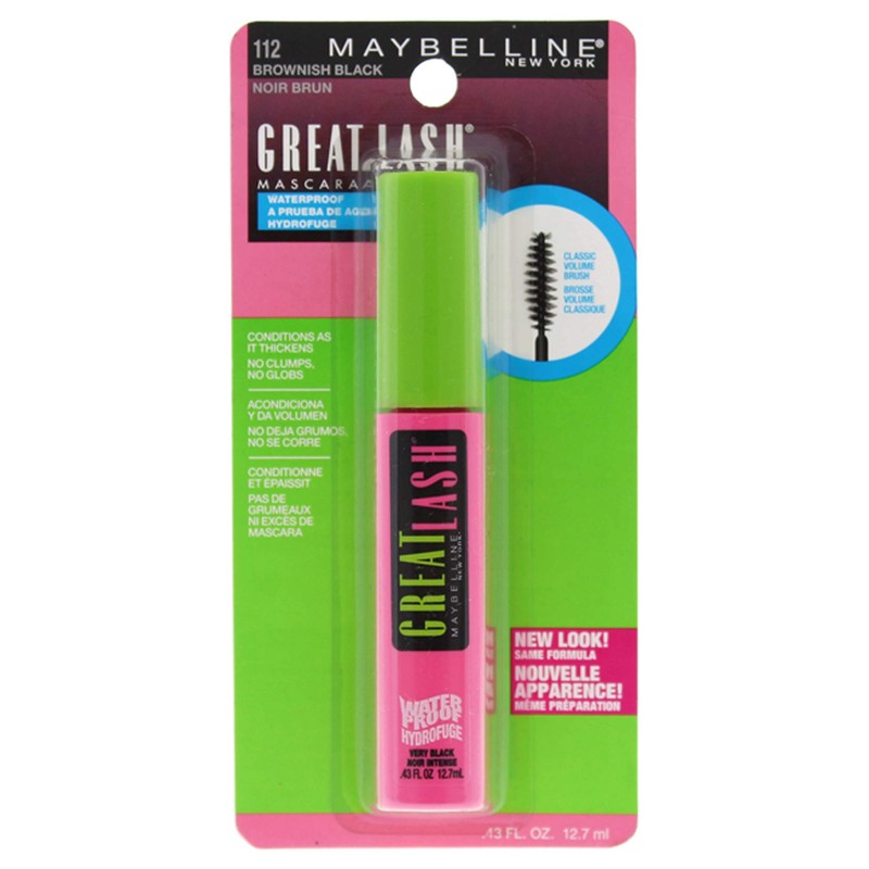Maybelline Makeup Great Lash Waterproof Mascara, Brownish Black Waterproof Mascara,