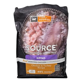 SIMPLY NOURISH Source High Protein Kitten Chicken and Turkey Dry Cat Food, 5 Pound Bag