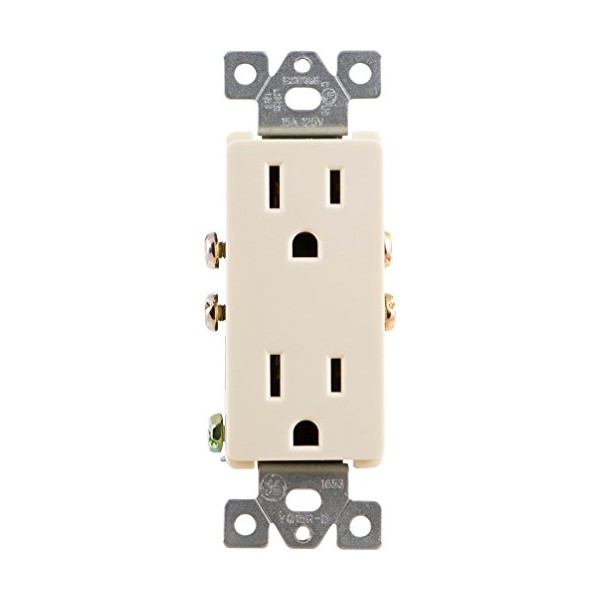 UltraPro GE Grounding Duplex Designer Outlet, 3 Prong Electrical Socket,