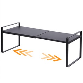 LJHFUQHUHU Expandable Cabinet Shelf Organizer Riser for Kitchen Pantry Cupboard Under Sink Countertop (Black, 8.2’’D * 12.2-21.6’’W * 7.7’’H)