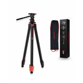 IFOOTAGE Gazelle Tripod TA3B with Komodo Fluid Head K3, 62"/157.5cm Tripod Aluminum Alloy Tripod,Travel Camera Tripod Stand, for Smartphone Live Streaming Vlog Sony Nikon Canon Fuji DSLR,TA3B+K3