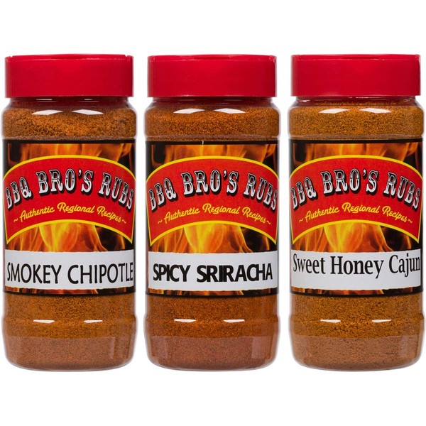 BBQ BROS RUBS {Sweet, Smokey, & Spicy Style } - Ultimate Barbecue Spices Seasoning Set - Use for Grilling, Cooking, Smoking - Meat Rub, Dry Marinade, Rib Rub - Backed with 100% Customer Guarantee