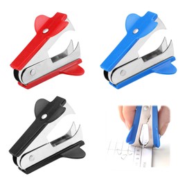 3 Stück Mini Klammern Entferner, Extra Breiter Fingergriff Entklammerer, Metallplastik Entklammerer Enthefter, Rot/Schwarz/Blau Tackerklammern Entferner für Bücher, Zeitungen, Verpackungspapier