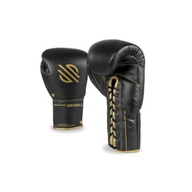 Sanabul Gold Strike Professional Boxing Gloves for Men & Women, Muay Thai Kickboxing MMA Gloves, Combat Sports Pro Sparring Training Sparring, Black Laces 14 oz