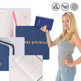 Koogel notizblock Travel Journal Lined, Blue Hardcover Travel Diary Guided Notebook for Travelers Plan 112 Sheets/224 Pages 80gsm