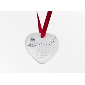 Image Industry Old English Sheepdog Walk Beside Us Ceramic Heart - Dog Memorial - Memorial Gift - Hanging Decoration