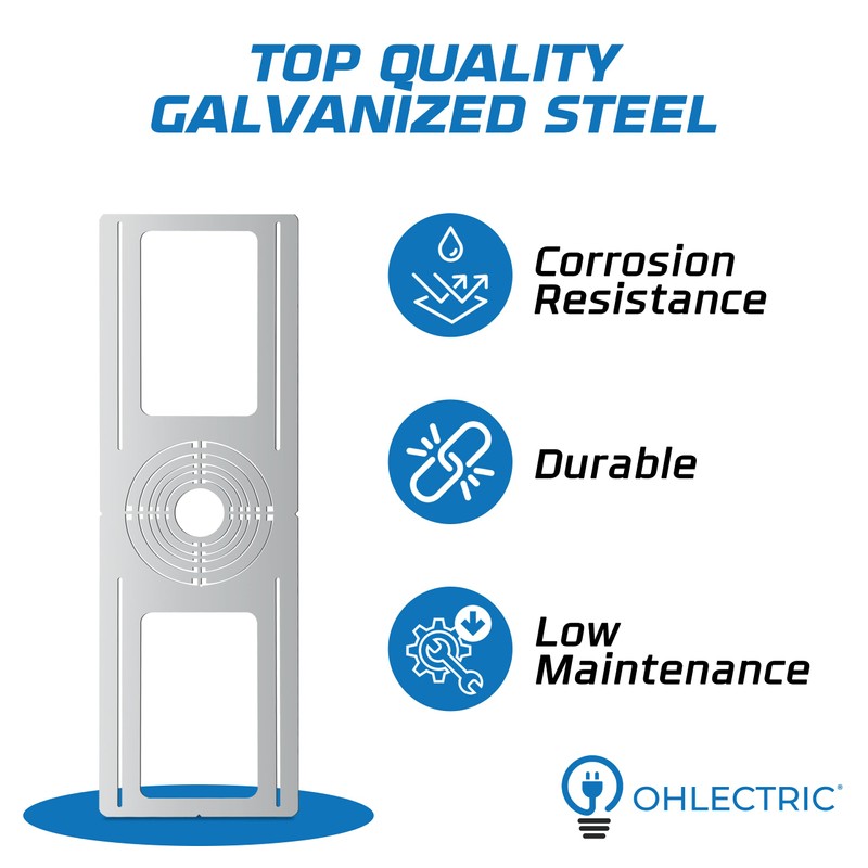 OHLECTRIC 6-Pack New Construction Recessed Light Mounting Plates, Flat Steel