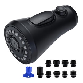 VFAUOSIT Kitchen Faucet Replacement with 9 Adapters, 3-Mode (Aquablade) Pull Down Kitchen Sink Sprayer for Moen, Delta, Kohler Faucets, Black Sprayer Head