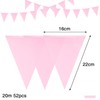 ADQUATOR 20m 52pcs Pink Bunting, Reusable Waterproof Fabric Bunting Banner