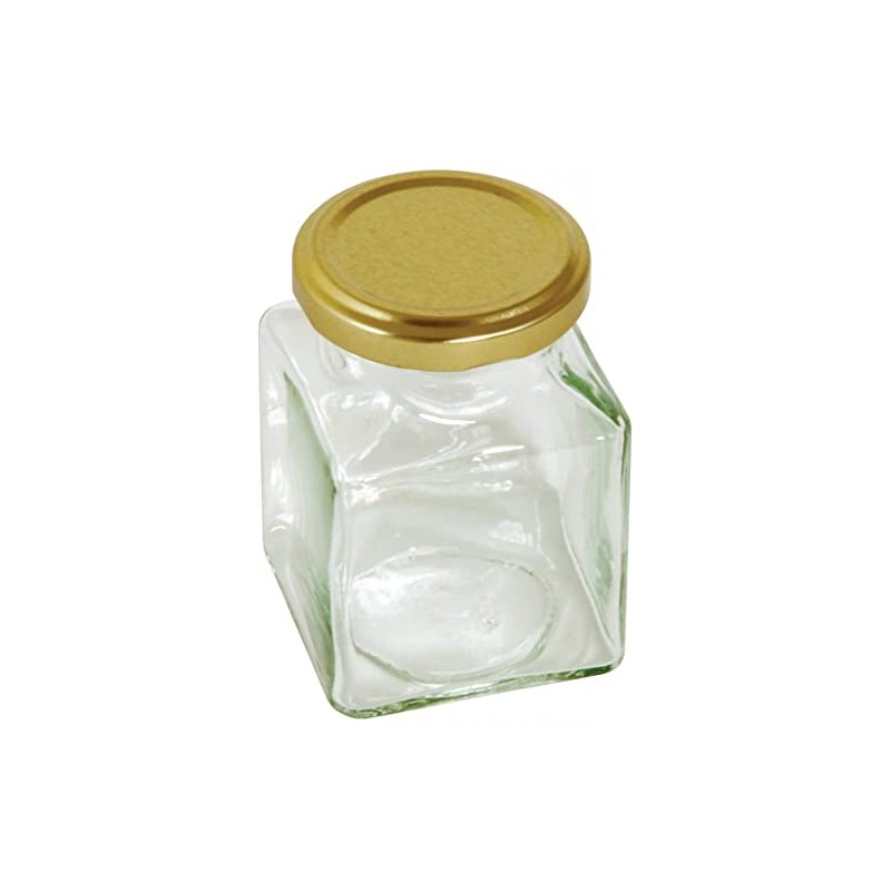 130ml Square Preserving Glass Jar with Gold Screw Top Lid