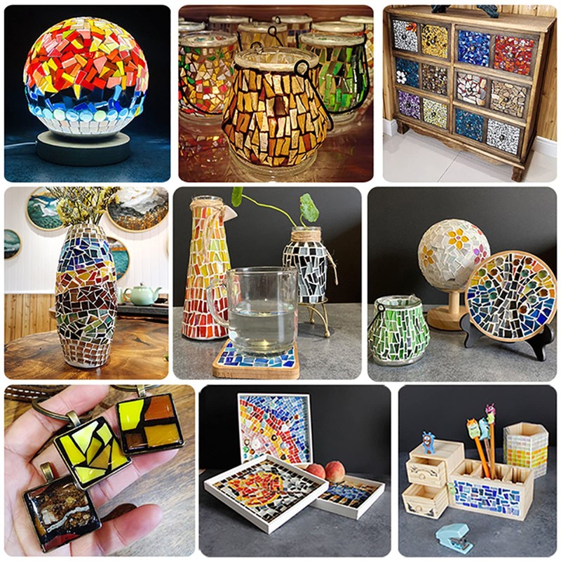 Mosaico irregular para manualidades, varios colores y formas, 400 g