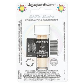 Sugarflair Gold Cream Edible Lustre Glitter, Add a Lustrous Shine to Cakes or Decorations. Brush On or Add Rejuvenator to Create Eye-Catching Edible Paint - 2g
