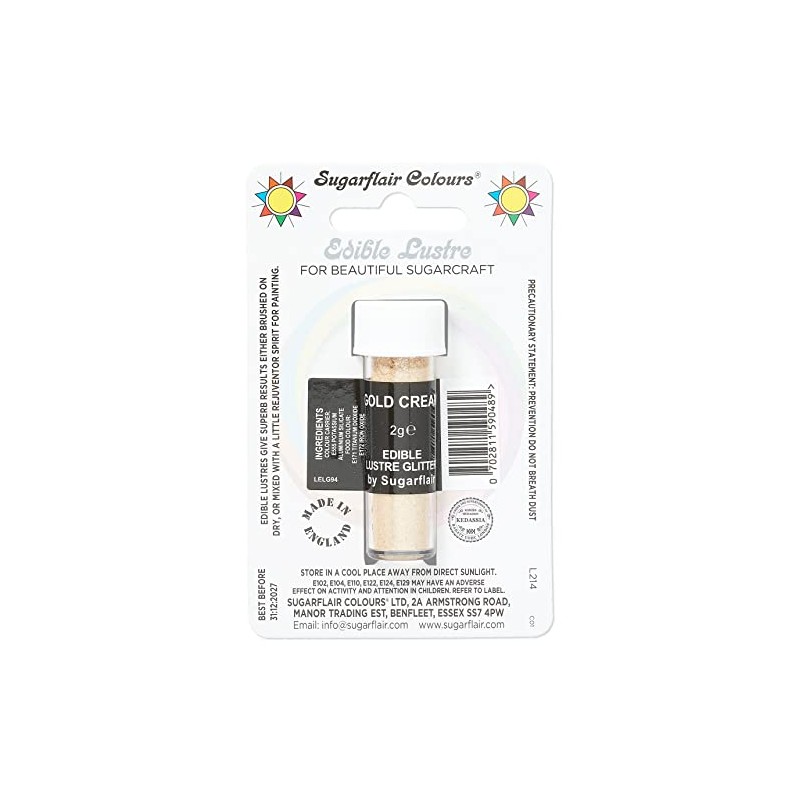 Sugarflair Gold Cream Edible Lustre Glitter, Add a Lustrous Shine