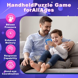 Rhythm Game Machine for Kids, Interactive Pop Game with Music & Lights, Handheld Puzzle Fidget Toy for Children Aged 3-9 (Blue)