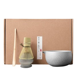 Tea Ceremony Set, Matcha Set, 4-Piece Set, 100 Bonpon Chasen, Chasen, Teaspoon, Matcha Bowl, Tea Utensils, For Beginners