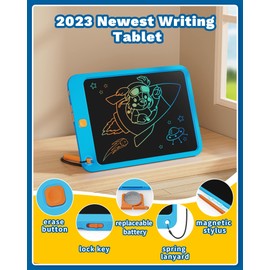 TEKFUN LCD Writing Tablet Kids Toddler Toys, 10 inch Colorful Doodle Drawing Board Drawing Tablet, Kids Travel Learning Toys Birthday Gifts for 3 4 5 6 7 8 Years Old Boys Girls Toddlers (Blue)