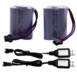 Blomiky SM-3P Plug 7.4V 900mAh Li-ion Rechargeable Battery and Charger Cable Suitable for G03082R Amphibous RC Cars / C82 Battery