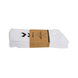 Hummel Unisex Basic 3er Set Cotton 3 Pack Socks – Cotton Smooth Toe Seam Socks for Sports Exercise & Fitness Socks In Black Or White, White, 10 ( 36 - 40 )