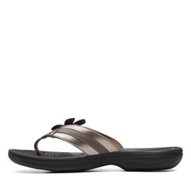 Clarks Women's Casual Sandal, Pewter/Black, 8