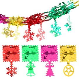 4 Pcs Christmas Ceiling Decorations Christmas Foil Garland Colourful Xmas Swirl Hanging Decorations for Christmas Party Supplies