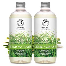 Lemongrass Diffuser Refill 34 Fl Oz (2x17 Fl Oz) - Fresh & Long Lasting Fragrance - Refill with Natural Essential Lemongrass Oil - for Aromatherapy - Spa - Home