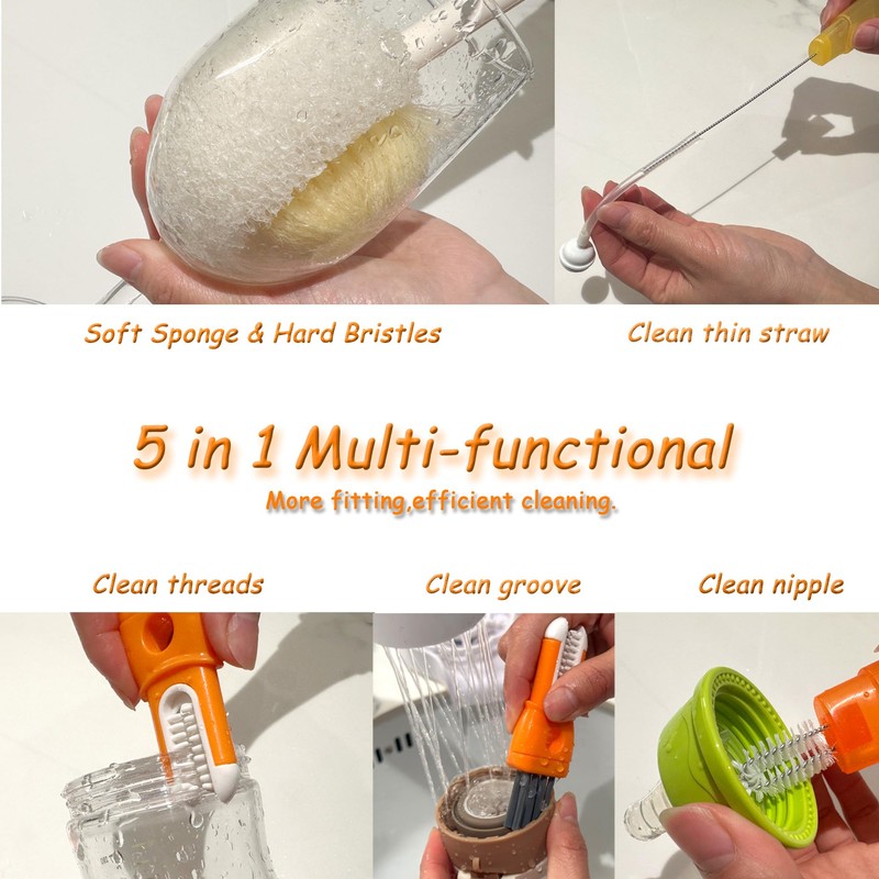 5 in 1 Bottle Cleaning Brush Set, Detail for Baby