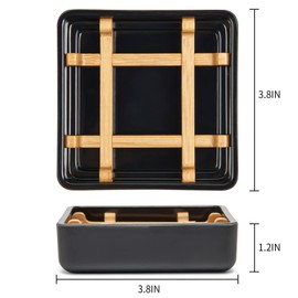 Bamboo Soap Dishes for Bar Soap Holders for Shower for Bathroom Sink Bulk Small Wooden Soap Tray Jabonera Pretty Neat Ventilated Soap Dish Disj Disk, Detachable (Two Right Angles Black)