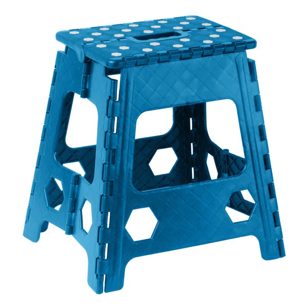 Superior Performance Folding Step Stool 15 Inch with Anti Slip Dots (Blue)