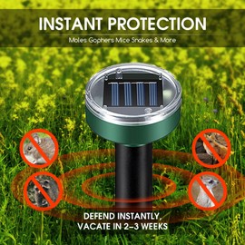 8Pack Mole Repellent Solar Powered Vole Repellent Outdoor Gopher Repellent Ultrasonic for Lawn Garden,Waterproof Sonic Mole Spikes,Get Rid of Moles Stakes Groundhog Chipmunk Repellent for Lawns2025