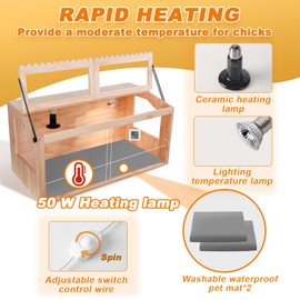 Chicken Brooder Box, Brooder Box for Chicks & Quail, Large Chicken Coop Quail Cage with Heat Lamp, Ideal for Chicks, Ducks, Quails, Hamsters and Lizards (31.5 x 16 x 16 in)