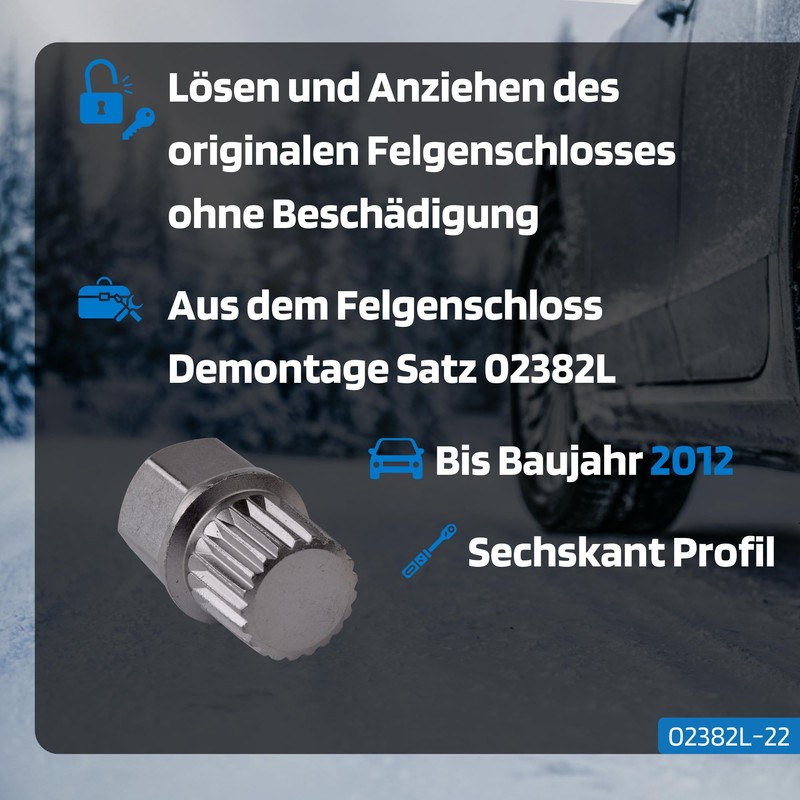 SW-Stahl 02382L-22 Wheel Rim Lock VW Adapter ABC9