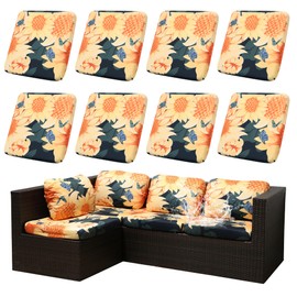 SUKAIKEQA Outdoor Cushion Covers Set,8PCS Patio Furniture Couch Seat Slipcovers, Replacement for Sofa Sectional Chair(Cover，Only)