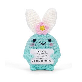 Emotional Support Plush, Emotional Support Crochet Bunny, Handmade Positive Crochet Animals, Cute Desk Decor for Office, Home, School, for Friends and Family