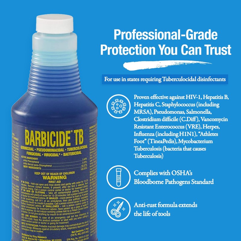 BARBICIDE TB Disinfectant Concentrate – 16 oz Pint | Hospital-Grade,