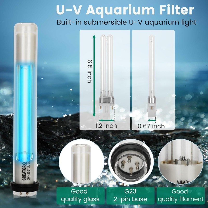 Dozont Aquarium Filter U-V for 20-75 Gallon, 200GPH Fish Filter