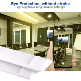 4 Pack 2FT LED Shop Lights, 20W LED Tube Light Fixture, 2FT led Light Fixture 2000LM 3200K Warm White, 23.6inch LED Garage Closet Light Ceiling Light for Office Home Basement, No Plug, No Ground Wire