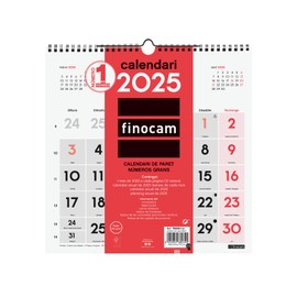 Finocam - Neutral Wall Calendar Large Numbers 2025 Month View January 2025 - December 2025 (12 months) Catalan