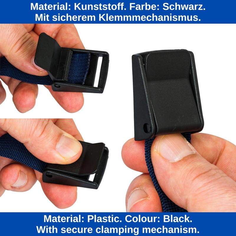 4 Pcs Black Plastic Clamp Buckles for 15mm Wide Webbing