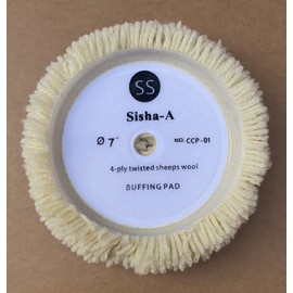 Sisha-A Wool Polishing Pads, 4 Pack 7" Buffing Pads with Hook and Loop Back for Compound, Cutting & Polishing, 100% Natural Wool, Thick and Aggressive
