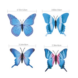 LUTER 24pcs 3D Butterfly Wall Decals 4 Sizes Butterfly Wall Stickers Removable Mural Wall Stickers Art Decor for Bedroom Party Wedding Decors (Blue)