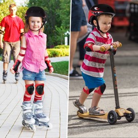 Kids Helmet Pads Set for 2-8 years old Toddler Bike Helmets Lightweight Safety Helmet Elbow Knee Pads Protection Gear for Skateboard Scooter Skating, Gifts for Boys Girls (Black)