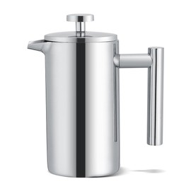 Cafetera Prensa Francesa de Acero Inoxidable 350ML Cafetera de Pared de Pared Doble Cafetera de Té Francesa Duradero Estructura de Pared con Filtro de Precisión