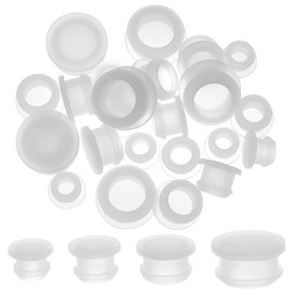 GORGECRAFT 24Pcs 4 Sizes Silicone Stoppers for Salt and Pepper Shakers 1/2 5/8 3/8 5/16 Inch Salt Plug Stopper Replacement Bottle Caps Reusable Clear Round End Cap Corks for Bottles Pipes Pots
