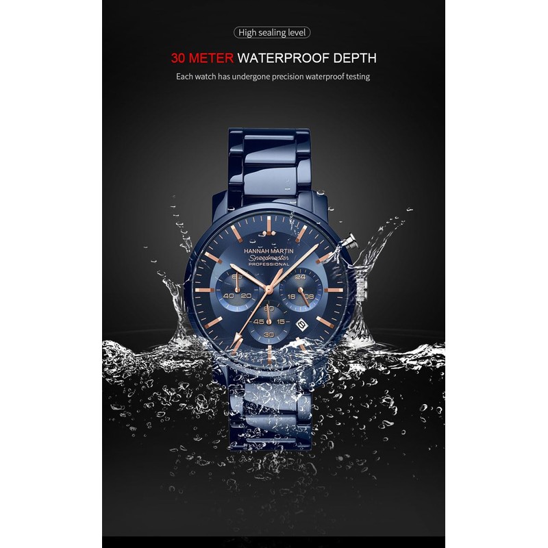 Hannah Martin Men's Watch, Waterproof, Men's Watch, Simple, Business, Father's