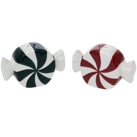 Boston International Salt & Pepper Shakers Ceramic Shaker Set for Kitchen Counter and Table, Set of 2, Vintage Peppermint