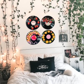 Hippie Room Decor, Records Wall Decor, Botanical Wall Art - Hippie Decor, Room Decor Aesthetic, Funky