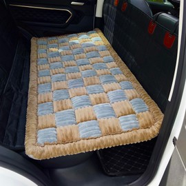 AEEISHOMEREFORM Dog Bed for Car Backseat, Non-Slip Pet Mat Furry Back Seat Blanket for Dogs, Washable Seat Cover for Backseat Extenders (Coffee&Grey, 24.8x54 inch)